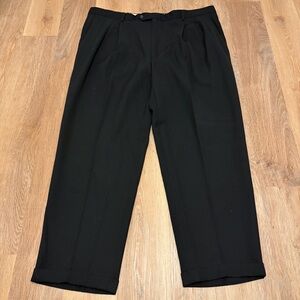 Monsieur Givenchy Black Pleated Men's Dress Trousers 46R Quiet Luxury Classic